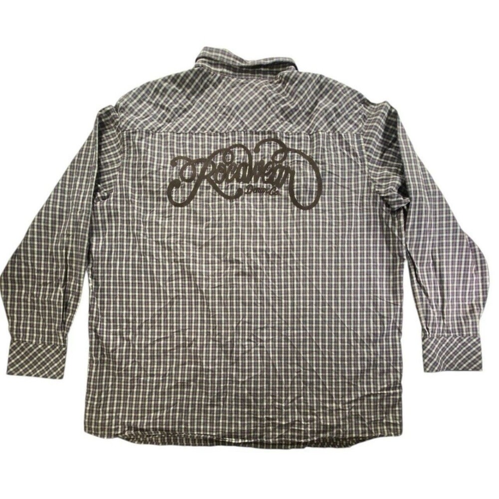 Vintage 1999 Rocawear 3XL Plaid Button Up Shirt Brown Embroidered Back Y2K R+